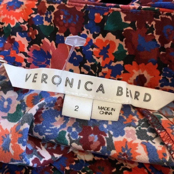 Veronica Beard Silk Chilton Floral Tie Back Blouse Berry Multi Size 2 NWT - Picture 10 of 16